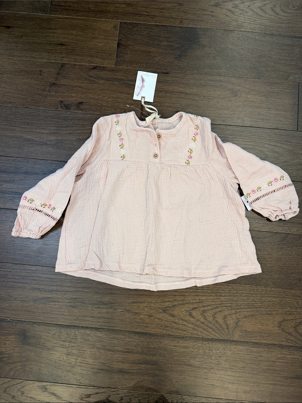 Jessica Simpson Toddler Girls' Pink Embroidered Long-Sleeve Top Size 3T - C8-132